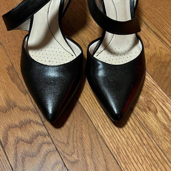 Life Stride Soft System Black Strappy High Heel Shoes Pointed Toe - Picture 7 of 11